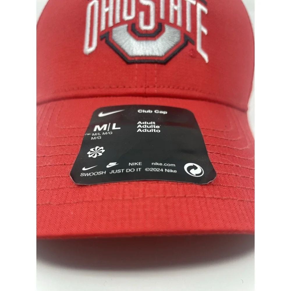 Nike Ohio State Buckeyes Hat Strapback‎ Club Precurve Adjustable Cap Red Silver